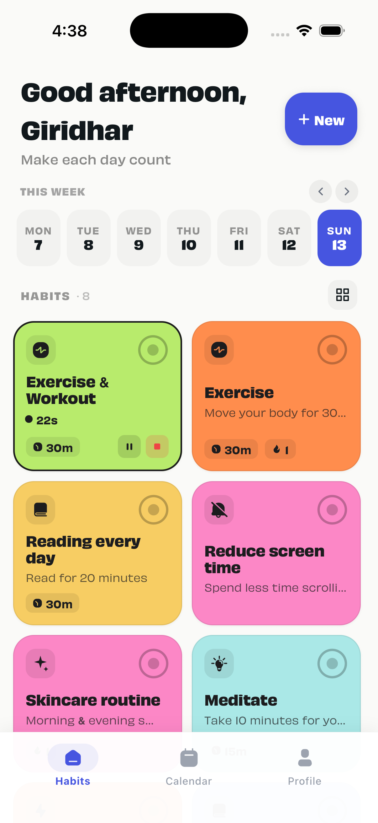Hobit Grid View Screen