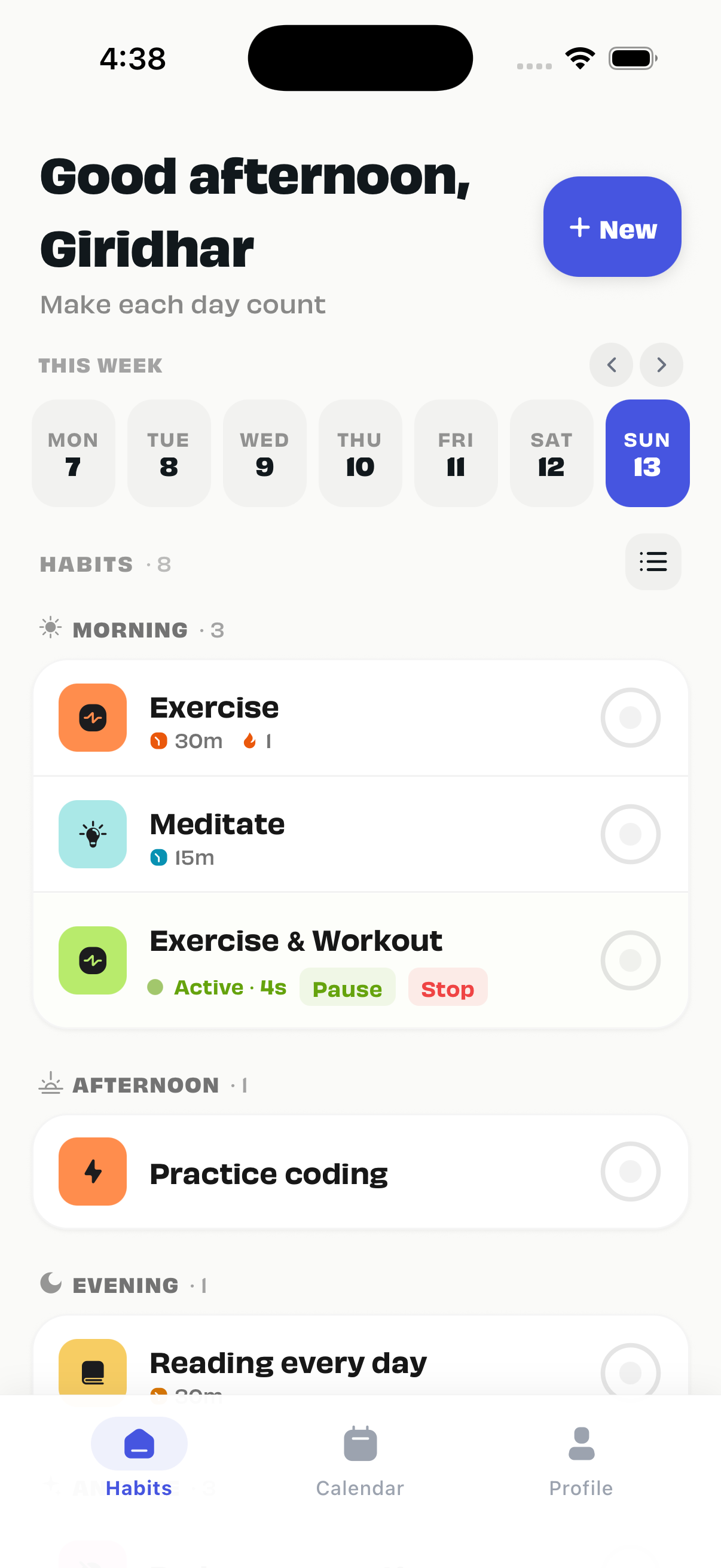 Hobit List View Screen